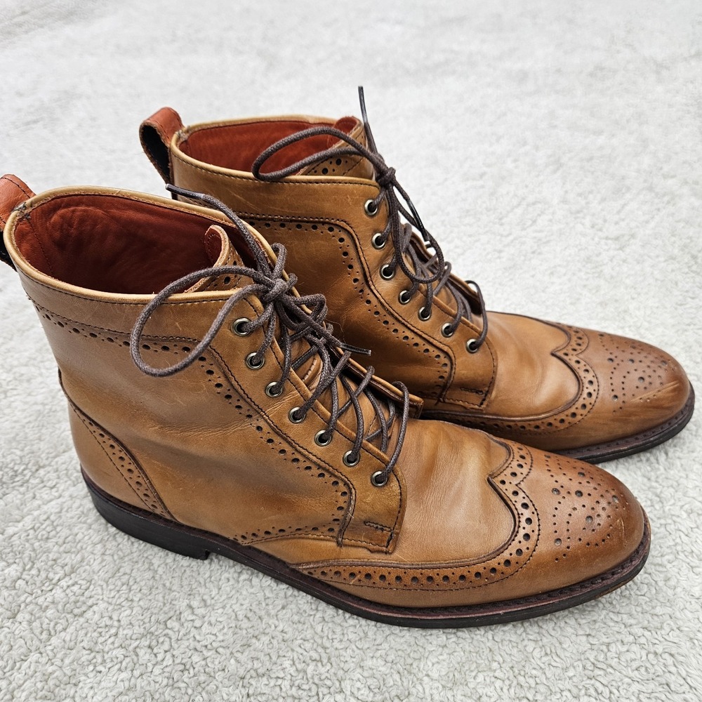 Allen Edmonds Dalton Boots Mens 9 B Walnut Leather Wingtip Brogue Dress Shoes